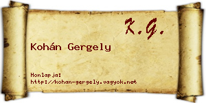 Kohán Gergely névjegykártya